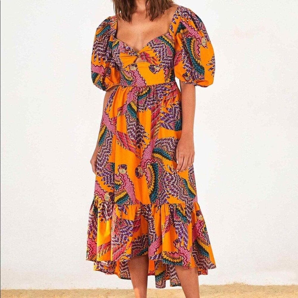 FARM Rio - Beaded Macaws Midi Dress